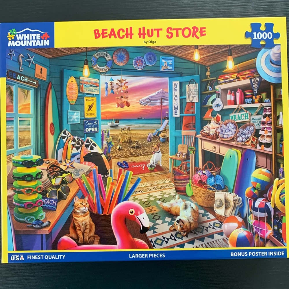 White Mountain Vibrant Beach Hut Puzzle